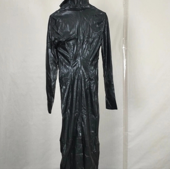 HOUSE OF CB 'Viola' Black Vegan Leather Long Sleeve Midi Dress Button-Down Dress - Picture 6 of 8